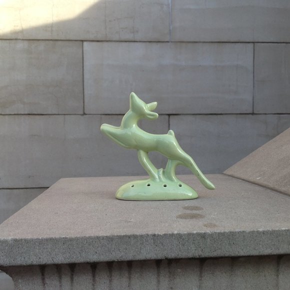 Art Deco Flower Frog ~ Green Gazelle Sprinting 6" - Picture 4 of 15